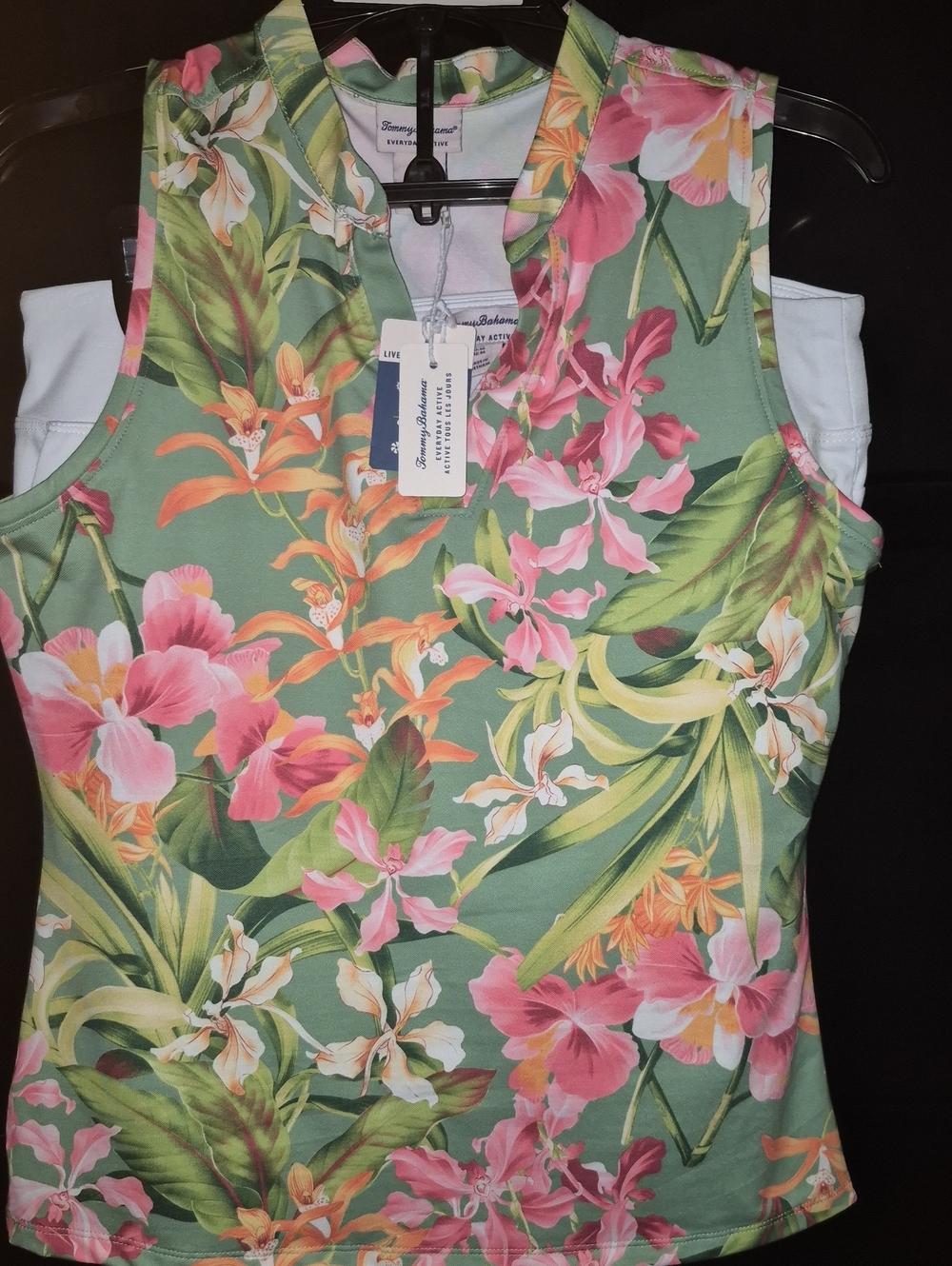 Tommy Bahama Green Tropical Floral Sleeveless Tank with White Athletic Skort